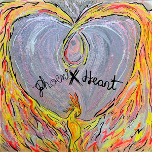 A painting with the words Phoenix Heart Print.