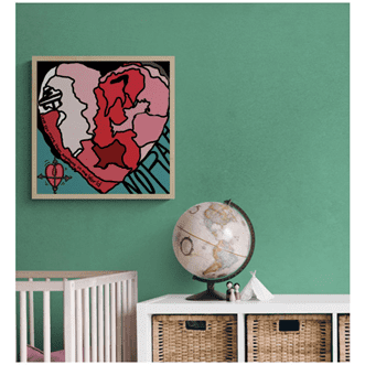 : a map heart painting